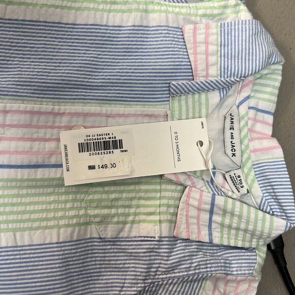 Janie and Jack 100048695 Baby Striped Seersucker Romper size 0-3 months NWT - Picture 4 of 9